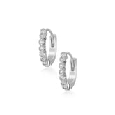 Silver Bezel Setting Hoop, White Rhodium, Premium Cubic Zirconia  + Give Hope Gift